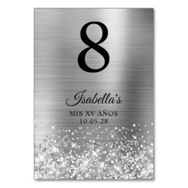Glittery Silver Foil Mis XV Anos Tischnummer