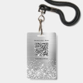Glittery Silver Foil Modern 21. Geburtstag Ausweis (Rückseite mit Lanyard)