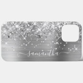Glittery Silver Foil Modern Girl Signature Case-Mate iPhone Hülle (Rückseite (Horizontal))
