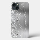 Glittery Silver Foil Modern Girl Signature Case-Mate iPhone Hülle (Rückseite)