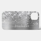 Glittery Silver Foil Modern Girl Signature Case-Mate iPhone Hülle (Rückseite (Horizontal))