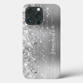 Glittery Silver Foil Modern Girl Signature Case-Mate iPhone Hülle (Rückseite)
