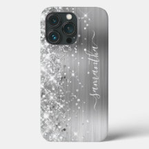 Glittery Silver Foil Modern Girl Signature