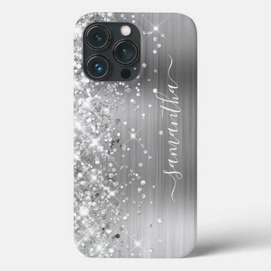 Glittery Silver Foil Modern Girl Signature Case-Mate iPhone Hülle (Rückseite)