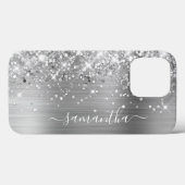 Glittery Silver Foil Modern Girl Signature Case-Mate iPhone Hülle (Rückseite (Horizontal))