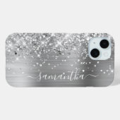 Glittery Silver Foil Modern Girl Signature Case-Mate iPhone Hülle (Rückseite (Horizontal))