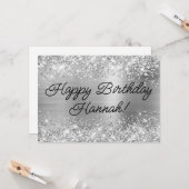 Glittery Silver Foil Modernes Glück Geburtstag Karte (Vorderseite/Rückseite Beispiel)