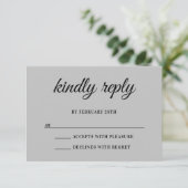 Glittery Silver Foil Monogram Kindly Antwort Hochz (Stehend Vorderseite)