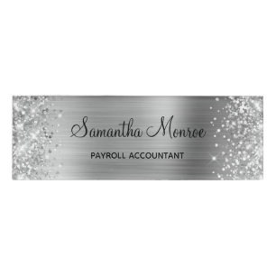 Glittery Silver Foil Namenschild
