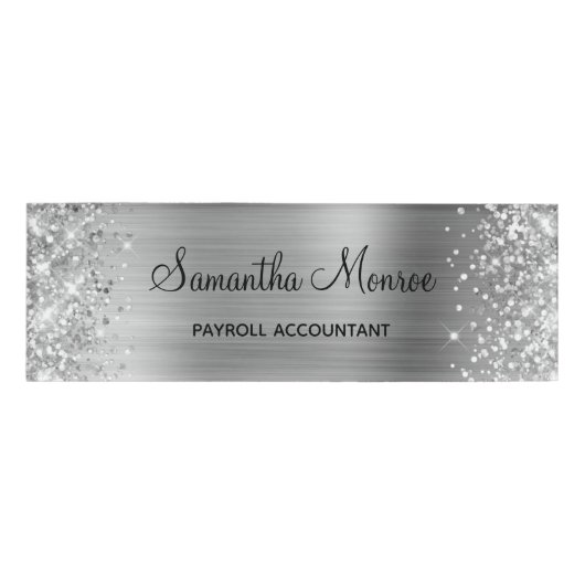 Glittery Silver Foil Namenschild (Vorderseite)