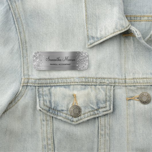 Glittery Silver Foil Namensschild (Beispiel)