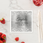 Glittery Silver Foil Personalisiertes Brautparty Serviette (Beispiel)