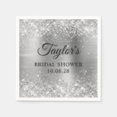Glittery Silver Foil Personalisiertes Brautparty Serviette (Vorderseite)