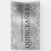Glittery Silver Foil Quinceanera All Caps Willkomm Banner (Vertikal)