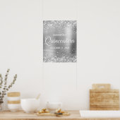 Glittery Silver Foil Quinceañera Willkommen Poster (Küche)