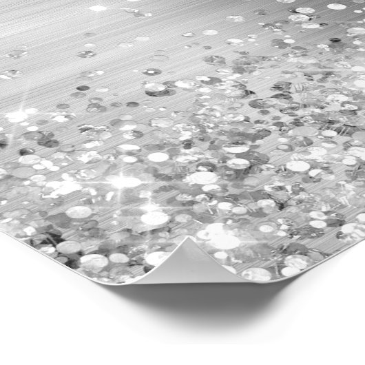 Glittery Silver Foil Quinceañera Willkommen Poster (Ecke)