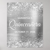 Glittery Silver Foil Quinceañera Willkommen Poster (Vorne)