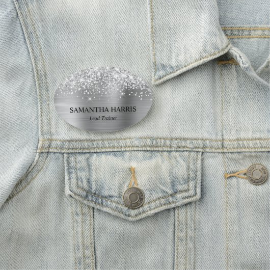 Glittery Silver Foil Rectangle Logo Namensschild (Beispiel)