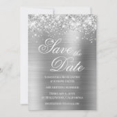 Glittery Silver Foil Save the Date Einladung (Vorderseite)