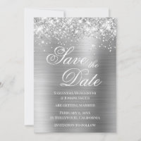 Glittery Silver Foil Save the Date