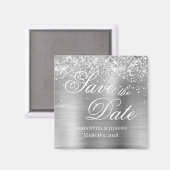 Glittery Silver Foil Save the Date Magnet (Vorderseite/Rückseite)