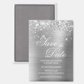 Glittery Silver Foil Save the Date Magnet (Vorderseite/Rückseite)