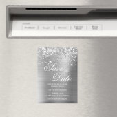 Glittery Silver Foil Save the Date Magnet (In Situ (Geschirrspüler))