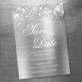 Glittery Silver Foil Save the Date Magneteinladung