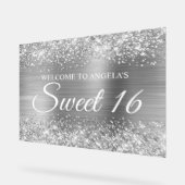 Glittery Silver Foil Sweet 16 Acrylschild (Winkel)