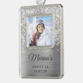 Glittery Silver Foil Sweet 16 Foto Rahmen-Ornament Silber (Links)