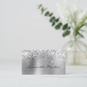 Glittery Silver Foil Visitenkarte (Stehend Vorderseite)