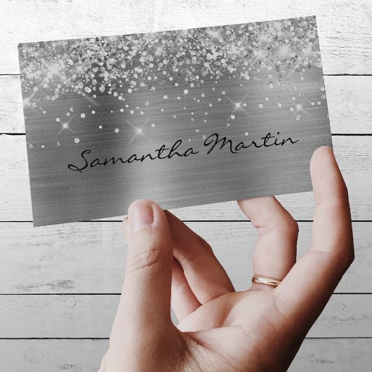 Glittery Silver Foil Visitenkarte