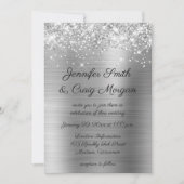 Glittery Silver Foil Wedding Einladung (Vorderseite)