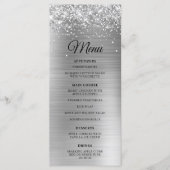 Glittery Silver Foil Wedding Reception Menükarte (Vorderseite)