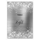 Glittery Silver Foil Wedding Tischnummer (Vorderseite)