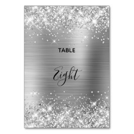 Glittery Silver Foil Wedding Tischnummer