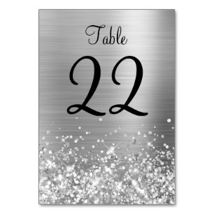 Glittery Silver Foil Wedding Tischnummer