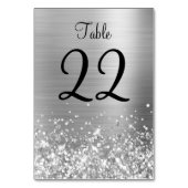 Glittery Silver Foil Wedding Tischnummer (Vorderseite)