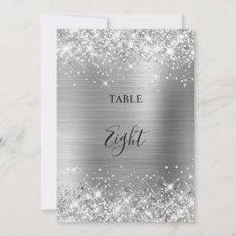 Glittery Silver Foil Wedding Tischnummer 12x18 Car