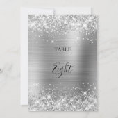 Glittery Silver Foil Wedding Tischnummer 12x18 Car (Rückseite)
