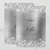 Glittery Silver Foil Wedding Tischnummer 12x18 Car (Vorne/Hinten)