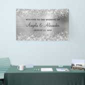Glittery Silver Foil Wedding Willkommen Banner (Messeveranstaltung)