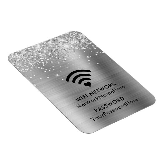 Glittery Silver Foil WiFi-Netzwerk und Kennwort Magnet (Rechte Seite)