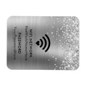 Glittery Silver Foil WiFi-Netzwerk und Kennwort Magnet (Horizontal)