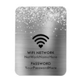 Glittery Silver Foil WiFi-Netzwerk und Kennwort Magnet (Vertikal)