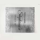 Glittery Silver Foil Willkommen in Sweet 16 Wandteppich (Vorderseite (Horizontal))
