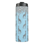 Glittery Silver Giraffe on Dreamy Blue Thermosbecher (Vorderseite)