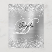 Glittery Silver Girly Glam Einladung (Rückseite)