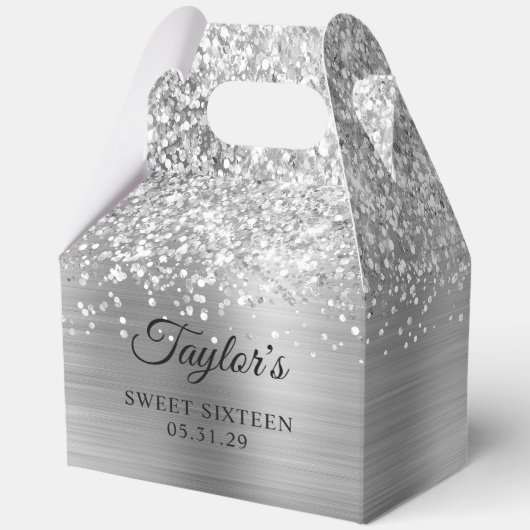 Glittery Silver Glam 16 . Geburtstag Geschenkschachtel (Vorderseite)