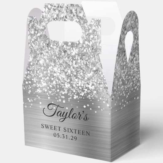 Glittery Silver Glam 16 . Geburtstag Geschenkschachtel (Offen)
